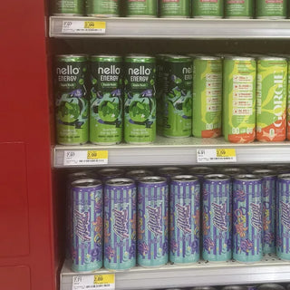 Nello Energy can in a Target storefront