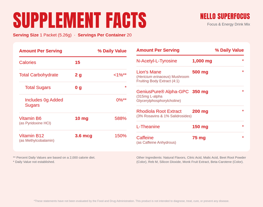 Every dose is printed, which is how you know it's not an energy drink